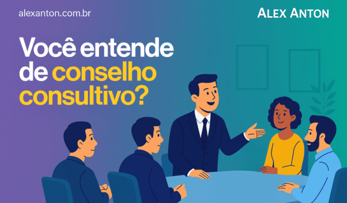 Ilustração de uma reunião corporativa com a pergunta 
