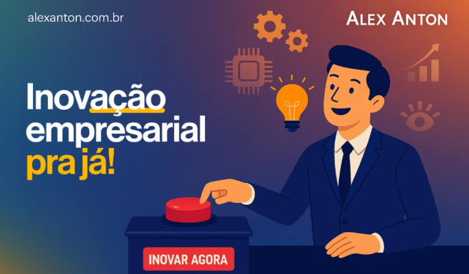 Imagem de um empresário ao ligar uma luz, simbolizando inovação e empreendedorismo, com criatividade e tecnologia para impulsionar negócios.