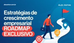 Imagem de capa de um artigo sobre estratégias de crescimento empresarial, com um homem caminhando por um caminho que leva a uma bandeira no topo, simbolizando sucesso e metas atingidas.