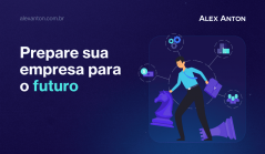 Ilustração de um homem movendo uma peça de xadrez em um cenário estratégico, acompanhada do texto 